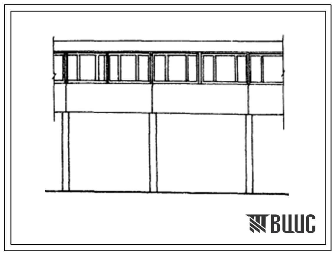 Типовой проект 416-7-65 Отапливаемые галереи, соединяющие административно-бытовые и производственные здания промышленных предприятий (железобетонные, пролетом 3,0м при шаге колонн 6,0м, со стальными рамками, расположенными внутри галерей).
