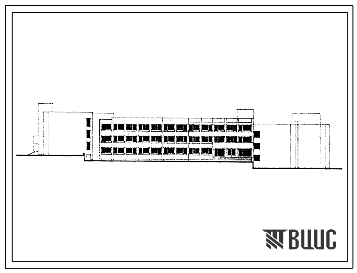 Фасады Типовой проект 244-4-62 Спальный корпус на 253 места для турбаз (стены кирпичные). Для строительства в 1В климатическом подрайоне, 2 и 3 климатических районах.