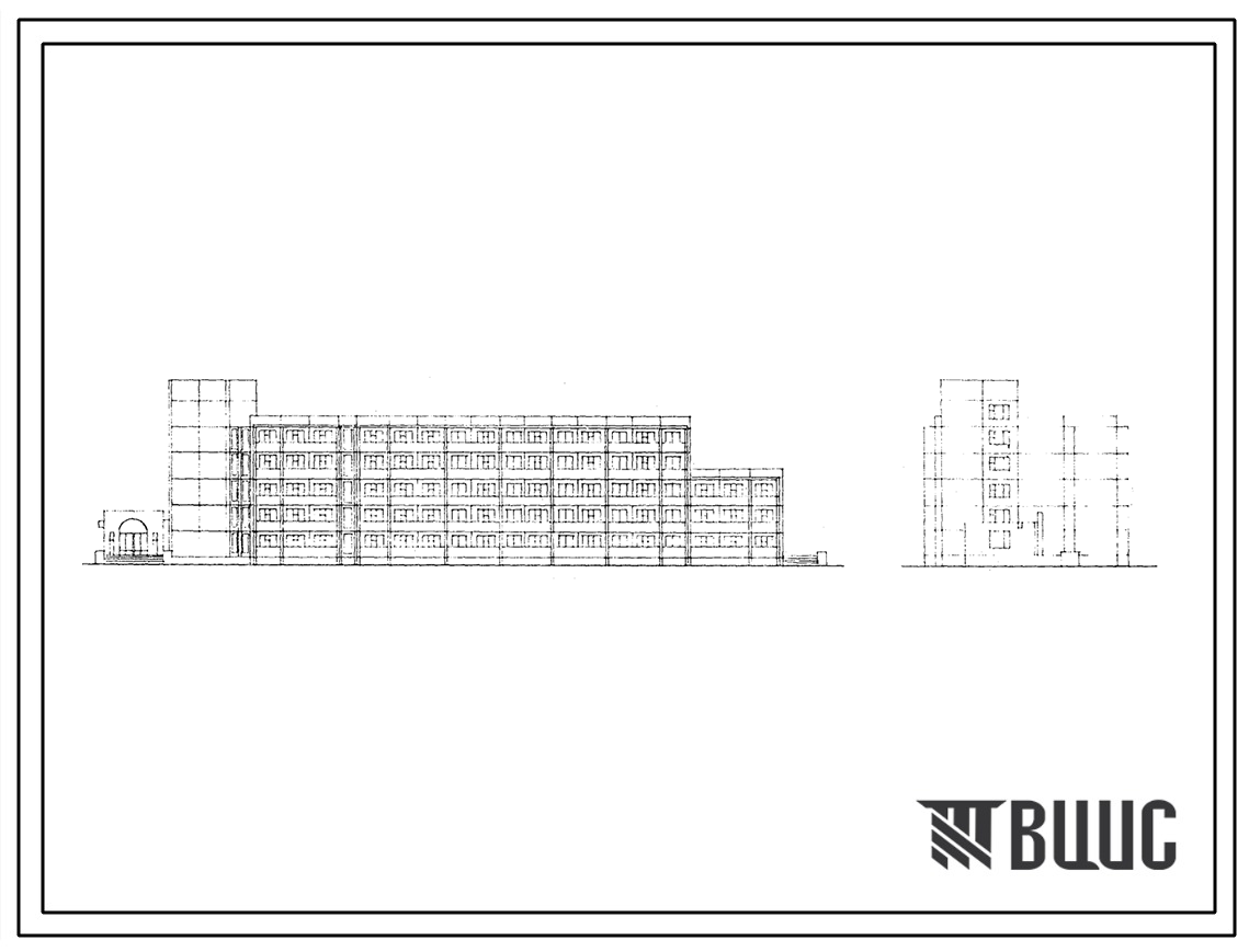 Фасады Типовой проект 241-02-29.85 Спальный корпус на 256 мест для домов отдыха (в крупнопанельных конструкциях)