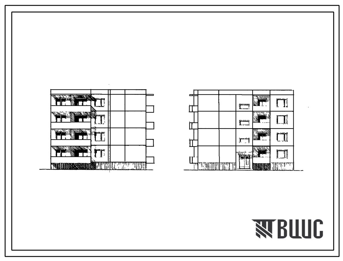 Типовой проект 111-121-44 Четырехэтажный односекционный 12-квартирный жилой дом (однокомнатных 1Б-4; двухкомнатных 2Б-4; трехкомнатных 3А-4). Для строительства в IВ климатическом подрайоне, II и III климатических районах.
